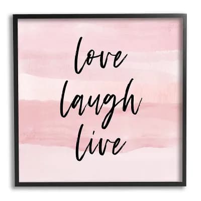 Stupell Home Decor Pink Love Laugh Live Framed Wall Art