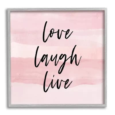 Stupell Home Decor Pink Love Laugh Framed Wall Art