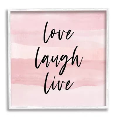 Stupell Home Decor Love Laugh Live White Framed Wall Art