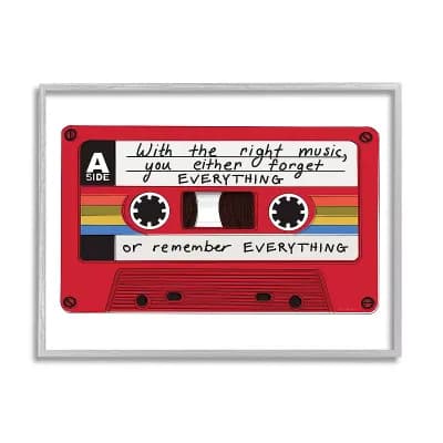 Stupell Home Decor The Right Music Everything Cassette Framed Wall Art