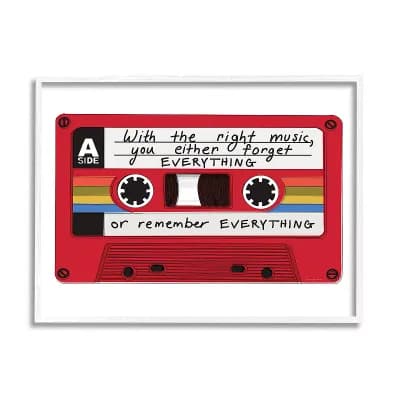 Stupell Home Decor The Right Music Cassette White Framed Wall Art