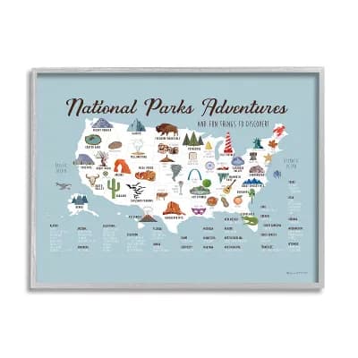 Stupell Home Decor National Parks Adventure Map Framed Wall Art
