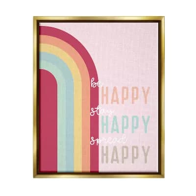 Stupell Home Decor Be & Spread Happy Pink Rainbow Framed Wall Art