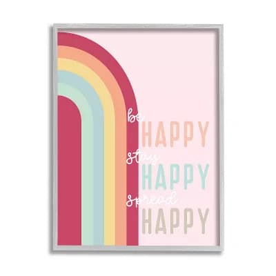 Stupell Home Decor Be Happy Rainbow Framed Wall Art
