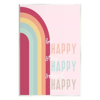 Stupell Home Decor Spread Happy Pink Rainbow Plaque Wall Art