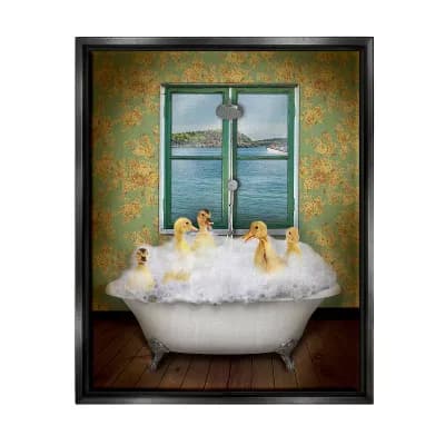 Stupell Home Decor Ducks Bath Tub Framed Wall Art