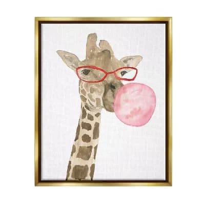 Stupell Home Decor Bubblegum Fun Giraffe Framed Wall Art