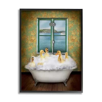Stupell Home Decor Ducks Bathing Tub Framed Wall Art