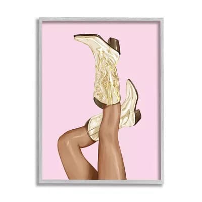 Stupell Home Decor Cowgirl Boots Country Framed Wall Art