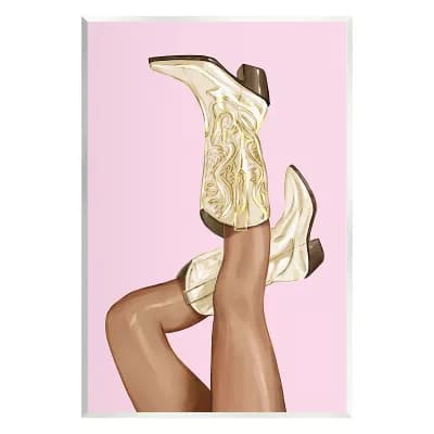 Stupell Home Decor Country Cowgirl Boots Plaque Wall Art