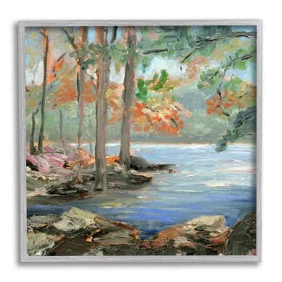 Stupell Home Decor Woodland Creek Trees Framed Wall Art