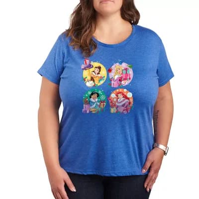 Disney Princess Plus Christmas Grid Graphic Tee