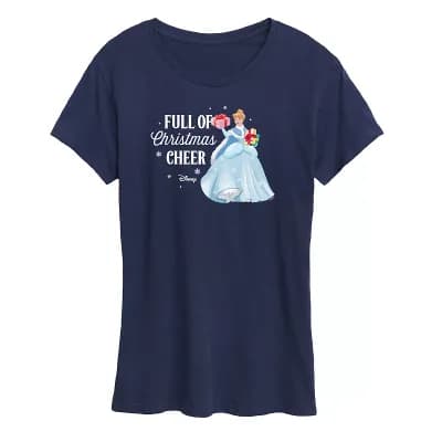 Disney Princess Cinderella Women's "Full Of Christmas Cheer" Graphic Tee
