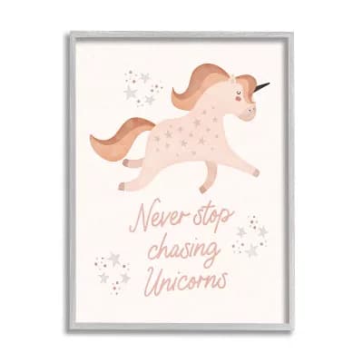Stupell Home Decor Never Stop Chasing Unicorns Phrase Wall Art