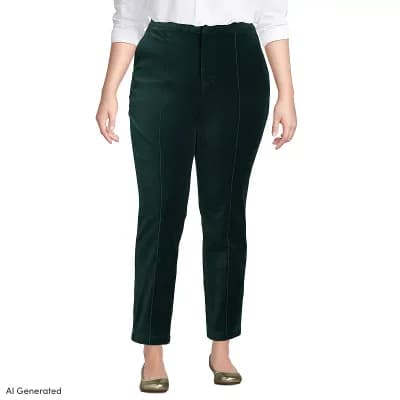 Plus Size Lands' End Velvet High-Rise Pintuck Pencil Ankle Pants
