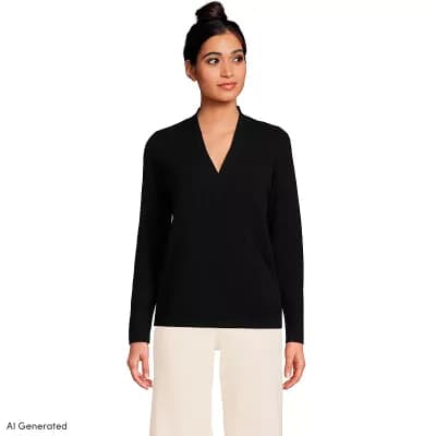 Women's Lands' End Cashmere Long Sleeve Wrap Sweater