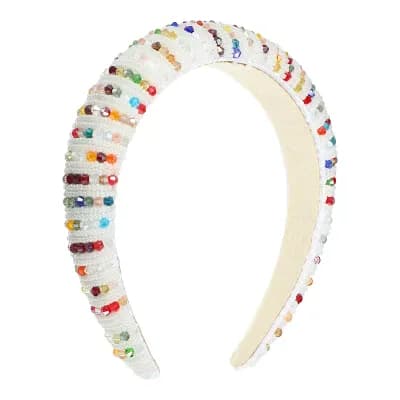 Crystal Headband Rhinestone Hairband for Women Multicolored 1.2 Inch Wide