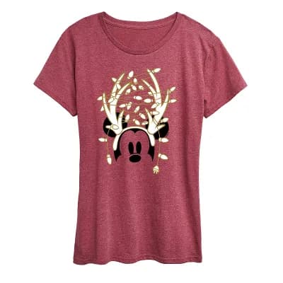 Disney's Mickey Mouse Women's Glitter Antlers Graphic Tee