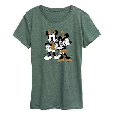 Disney's Mickey Mouse Women's Mickey Minnie Sparkle Graphic Tee