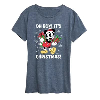 Disney's Mickey Mouse Women's Oh Boy Its Christmas Graphic Tee