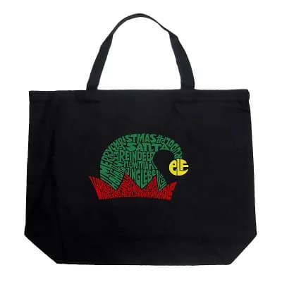 Christmas Elf Hat - Large Word Art Tote Bag