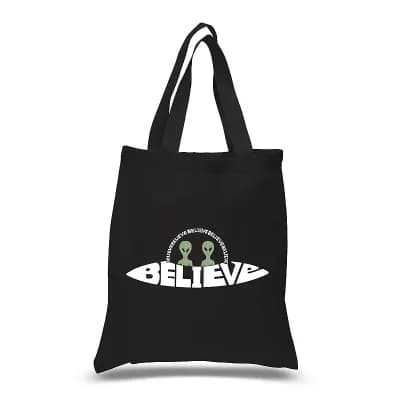 Believe UFO - Small Word Art Tote Bag