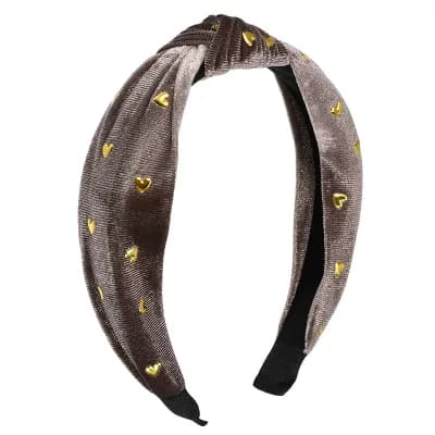 1 pc Velvet Heart Shape Stud Knot Headband Women Hairband 1.18" Wide