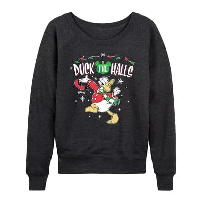 Disney's Donald Duck Women's Duck The Halls French Terry Long Sleeve Tee