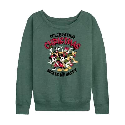 Disney's Mickey Mouse & Friends Women's Celebrating Christmas French Terry Long Sleeve Tee