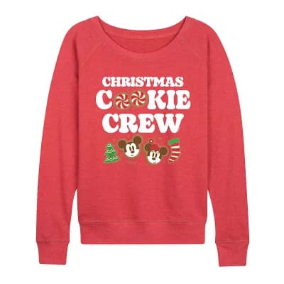 Disney's Mickey and Minnie Mouse Women's Christmas Cookie French Terry Long Sleeve Tee