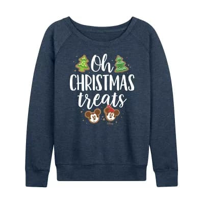 Disney's Mickey and Minnie Mouse Women's Christmas Treats French Terry Long Sleeve Tee