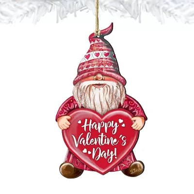 Set of 2 - Valentine Gnome Wooden Holiday Ornaments by G.DeBrekht - Love Family Kids Decor