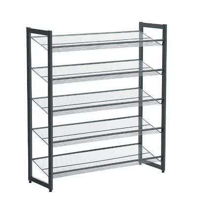 5 tier Stackable Metal Shoe Rack Adjustable Shoe Organizer For Entryway