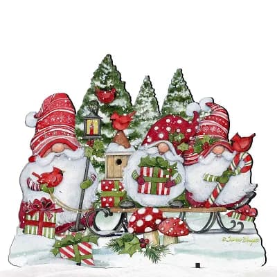 35-Inch Christmas Gnomes Christmas Outdoor Unique Handcrafted Wooden Porch Decor by Susan Winget