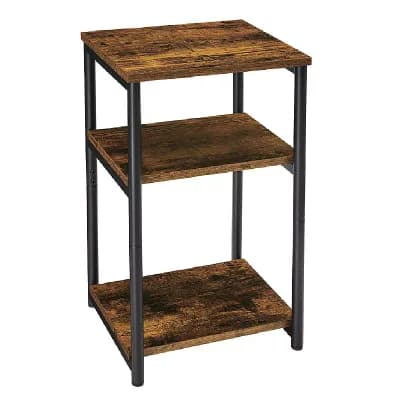 Side Table, End Table With Storage Shelves, 3 tier Slim Tall Table