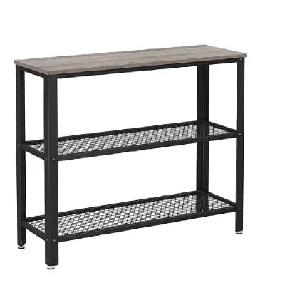 Industrial Console Table, Hallway Table with 2 Mesh Shelves, Side Table and Sideboard