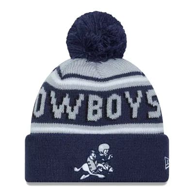 Men's New Era Navy Dallas Cowboys Retro Joe Main Cuffed Knit Hat with Pom