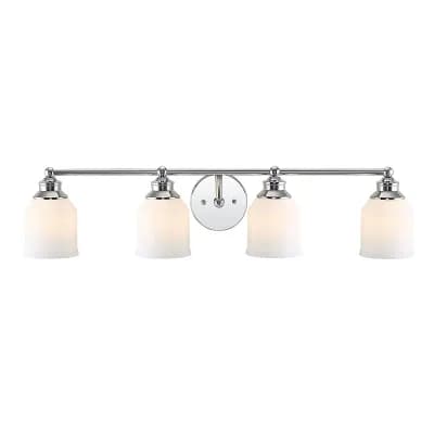 Lydia Iron/frosted Glass Farmhouse Cottage Led Vanity Light