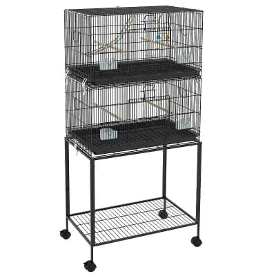 PawHut Double Stackable Bird Cage on Wheels w/ Stand for Canaries