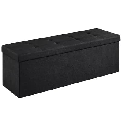 43 in Folding Storage Ottoman Bench Storage Chest Foot Rest Stool with Wooden Divider