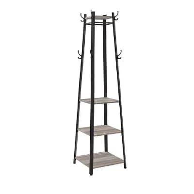 Coat Rack, Coat Stand With 3 Shelves, Hall Trees Free Standing With Hooks For Scarves