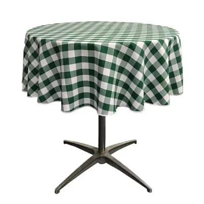 Round Tablecloth Gingham Check Pattern Polyester Table Cover for Indoor Outdoor Use