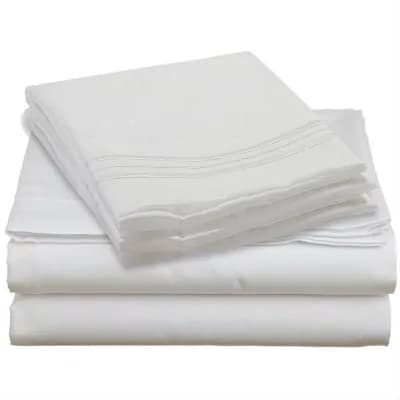 Queen Size 4 pc Sheet Set In White Microfiber