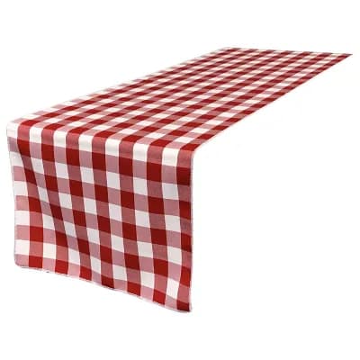 Long Gingham Check Table Runner Polyester Table Runner for Kitchen and Party Table