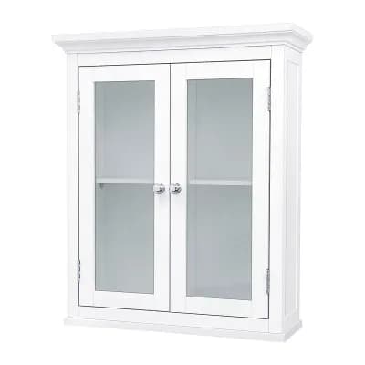 Wall-Mounted Bathroom Cabinet with Two Doors and Spacious Interior, White Finish, 24 in H