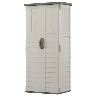 Vertical Outdoor Storage Shed with Water-Resistant Multi-Wall Resin, Pad-Lockable Doors for Patio