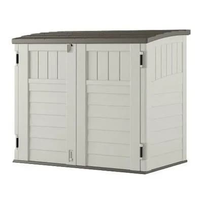 Outdoor Storage Shed with Double-Wall Resin, Reinforced Floor, Easy-Lift Lid, and 3-Door Locking