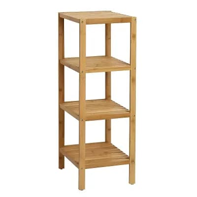 Natural Wicker 4 tier Storage Rack, Multi-Purpose Shelving for Bathroom or Living Room, 38''