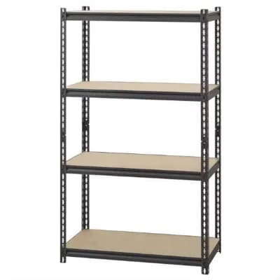 60-Inch Black Steel Storage Rack with 4 Shelves, Heavy-Duty Design for Garage, Basement, or Workshop