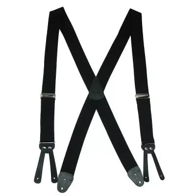 CTM Men's Elastic Basic X-Back Button-End Suspenders